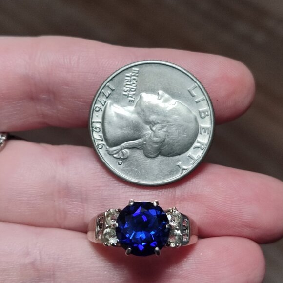 5 ct Genuine Sapphire & Topaz Ring size 7 Sterling Silver stamped 925 tested - Picture 6 of 10